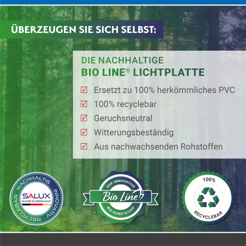 SALUX® BIO LINE® Trapezplatte | 20/1100LA | Wand | Länge: 2000 mm | Farbe: Klar | Stärke: 1,4 mm | Breite: 1130 mm #2