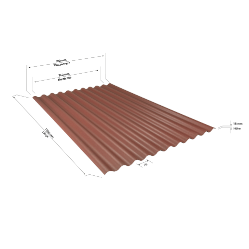 MINI PVC Wellplatte Typ 1.2 | 76/18 Sinus | 400x Palette | Länge: 1200 mm | Farbe: Braun | Stärke: 1,20 mm #3