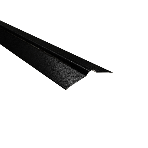 Firstblech flach | 150° 2000 mm | Stahl 0,50 mm | 80 µm Shimoco | RAL 9005 Tiefschwarz Firstblech flach | 150°