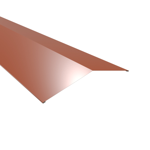 Firstblech flach Typ 5 | 150° SONDERKANTTEIL | Stahl 0,63 mm | 25 µm Polyester | RAL 8004 Kupferbraun Firstblech flach Typ 5 | 150°