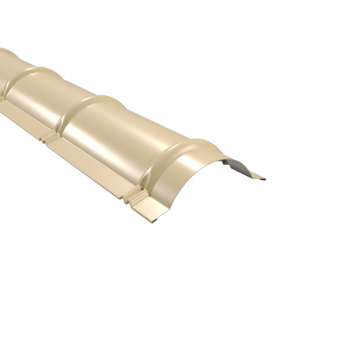 Firstblech halbrund 1860 mm | Stahl 0,50 mm | 25 µm Polyester | RAL 1015 Hellelfenbein Firstblech halbrund