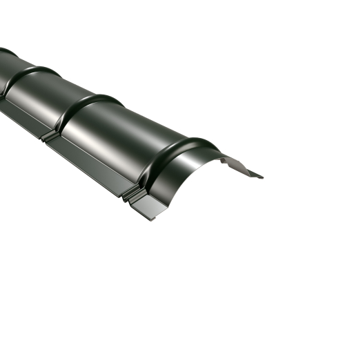 Firstblech halbrund 1860 mm | Stahl 0,50 mm | 25 µm Polyester | RAL 6020 Chromoxidgrün Firstblech halbrund