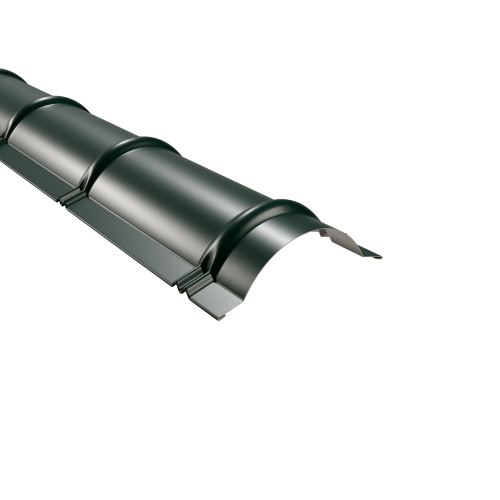 Firstblech halbrund 1860 mm | Stahl 0,50 mm | 60 µm Puramid | RAL 6005 Moosgrün Firstblech halbrund