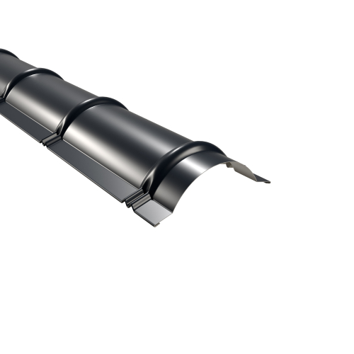 Firstblech halbrund | 1860 mm | Stahl 0,75 mm | 60 µm Puramid | RAL 9002 Grauweiß #1