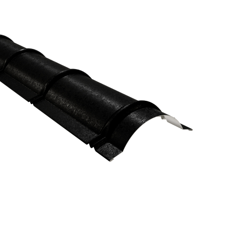 Firstblech halbrund 1860 mm | Stahl 0,50 mm | 80 µm Shimoco | RAL 9005 Tiefschwarz Firstblech halbrund