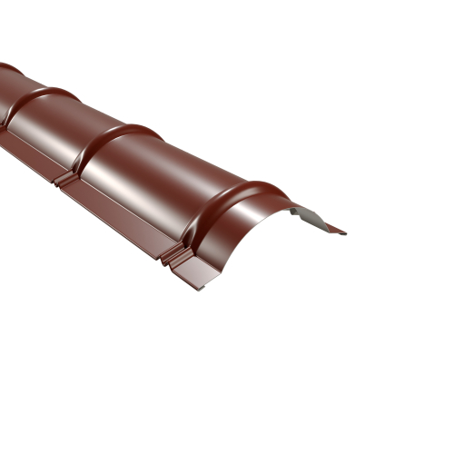 Firstblech halbrund 1860 mm | Aluminium 0,70 mm | 25 µm Polyester | RAL 8012 Rotbraun Firstblech halbrund