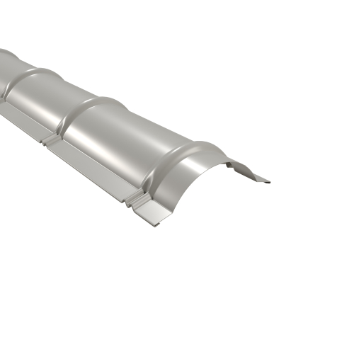 Firstblech halbrund 1860 mm | Aluminium 0,70 mm | 25 µm Polyester | RAL 9006 Weißaluminium Firstblech halbrund