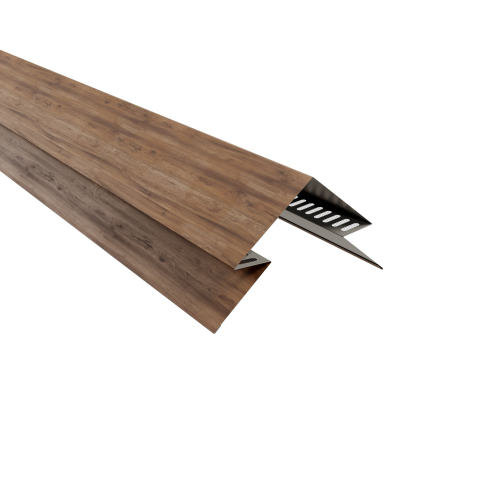 Selbstentlüftender First 2000 mm | Stahl 0,50 mm | 35 µm Strukturpolyester | Holzoptik Eiche Selbstentlüftender First