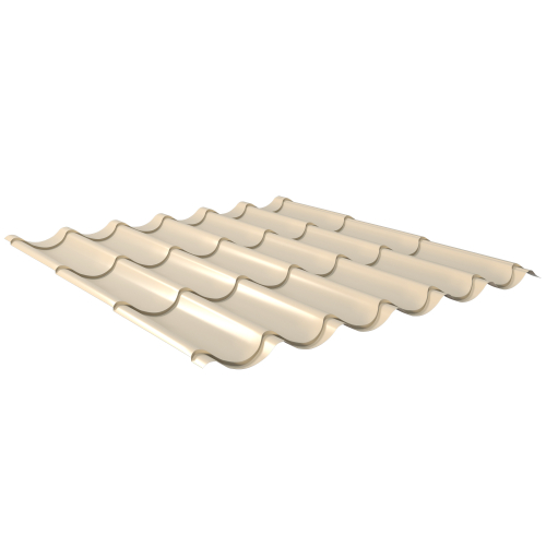 Pfannenblech Typ 2/1060 | Stahl 0,50 mm | 25 µm Polyester | RAL 1015 Hellelfenbein | Anti-Tropf 110 #1