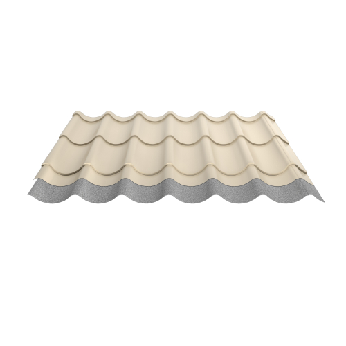 Pfannenblech Typ 2/1060 | Stahl 0,50 mm | 25 µm Polyester | RAL 1015 Hellelfenbein | Anti-Tropf 110 #2