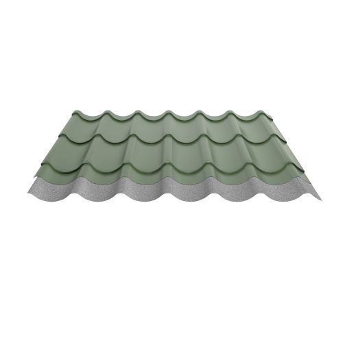 Pfannenblech Typ 2/1060 | Stahl 0,50 mm | 25 µm Polyester | RAL 6011 Resedagrün | Anti-Tropf 110 #2
