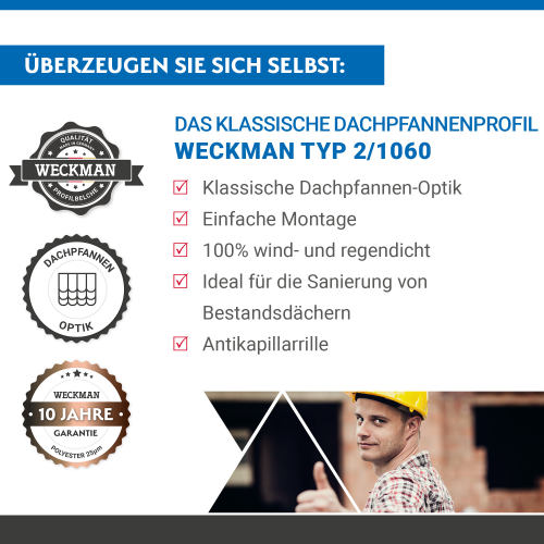Pfannenblech Typ 2/1060 | Stahl 0,50 mm | 25 µm Polyester | RAL 8012 Rotbraun #3