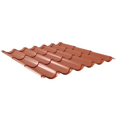 Pfannenblech Typ 2/1060 | Stahl 0,50 mm | 25 µm Polyester | RAL 8004 Kupferbraun | Anti-Tropf 110 #1