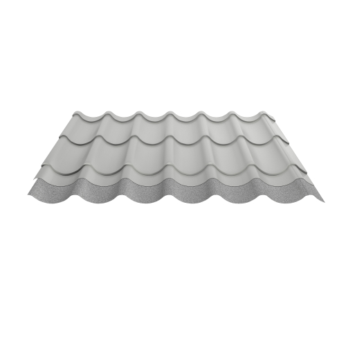 Pfannenblech Typ 2/1060 | Stahl 0,50 mm | 25 µm Polyester | RAL 9006 Weißaluminium | Anti-Tropf 110 #2