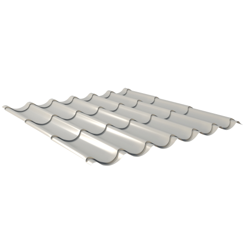 Pfannenblech Typ 2/1060 | Stahl 0,50 mm | 25 µm Polyester | RAL 9006 Weißaluminium #1