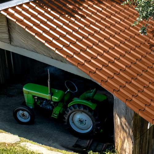 Pfannenblech Typ Europa Stahl 0,63 mm | 25 µm Polyester | RAL 8004 Kupferbraun Pfannenblech Typ Europa | Stahl 0,63 mm | 25 µm Polyester | RAL 8004 Kupferbraun #2