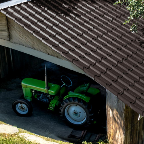 Pfannenblech Typ Europa | Stahl 0,63 mm | 25 µm Polyester | RAL 8017 Schokoladenbraun | Anti-Tropf 70T #3