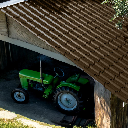 Pfannenblech Typ Europa Stahl 0,50 mm | 35 µm Mattpolyester | 32 Dunkelbraun | Anti-Tropf 70T Pfannenblech Typ Europa | Stahl 0,50 mm | 35 µm Mattpolyester | 32 Dunkelbraun | Anti-Tropf 70T #3