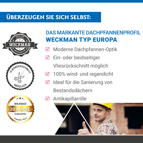 Pfannenblech Typ Europa Stahl 0,50 mm | 60 µm Puramid | RAL 6005 Moosgrün Pfannenblech Typ Europa | Stahl 0,50 mm | 60 µm Puramid | RAL 6005 Moosgrün #3