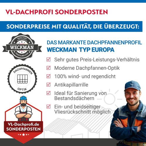 Pfannenblech Typ Europa | Sonderposten | Stahl 0,50 mm | 25 µm Polyester | RAL 8004 Kupferbraun | Anti-Tropf 110 #3