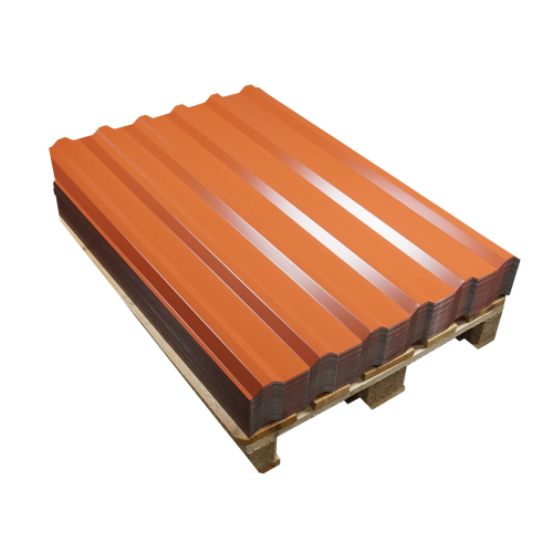 MINI-Trapezblech W-20/685 | 180x Palette | 1200 mm Stahl 0,40 mm | 25 µm Polyester | RAL 8004 Kupferbraun | 180 Stk. pro Palette MINI-Trapezblech W-20/685 | 180x Palette | 1200 mm | Stahl 0,40 mm | 25 µm Polyester | RAL 8004 Kupferbraun | 180 Stk. pro Palette #1