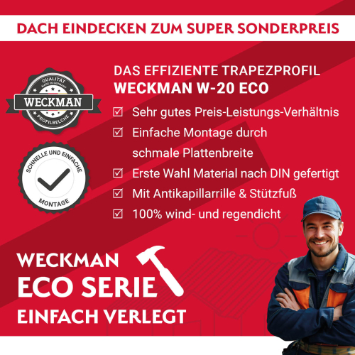 Trapezblech W-20 ECO | Dachprofil | Stahl 0,50 mm | 25 µm Polyester | RAL 8004 Kupferbraun #2