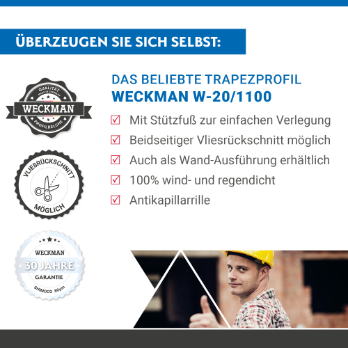 Trapezblech W-20/1100 | Dachprofil | Stahl 0,50 mm | 80 µm Shimoco | RAL 3009 Oxidrot #2