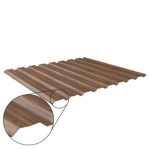 Trapezblech W-20/1100 mit Zusatzprägung | Wandprofil | Stahl 0,50 mm | 35 µm Strukturpolyester | Holzoptik Eiche #1