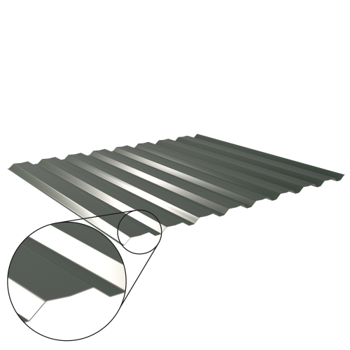 Trapezblech W-20/1100 mit Zusatzprägung | Wandprofil | Stahl 0,50 mm | 25 µm Polyester | RAL 6020 Chromoxidgrün #1