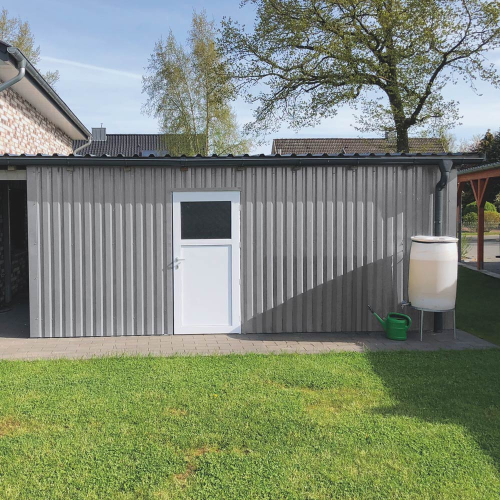 Trapezblech W-20/1100 mit Zusatzprägung | Wandprofil | Stahl 0,50 mm | 25 µm Polyester | RAL 7035 Lichtgrau #2