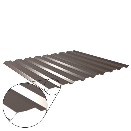 Trapezblech W-20/1100 mit Zusatzprägung | Wandprofil Stahl 0,50 mm | 25 µm Polyester | RAL 8014 Sepiabraun Trapezblech W-20/1100 mit Zusatzprägung | Wandprofil | Stahl 0,50 mm | 25 µm Polyester | RAL 8014 Sepiabraun #1