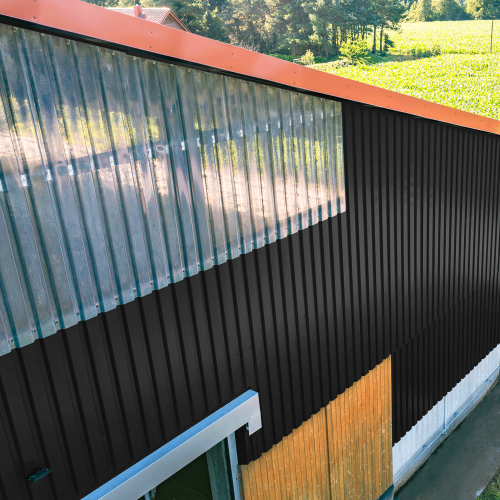 Trapezblech W-20/1100 mit Zusatzprägung | Wandprofil Stahl 0,50 mm | 25 µm Polyester | RAL 9005 Tiefschwarz Trapezblech W-20/1100 mit Zusatzprägung | Wandprofil | Stahl 0,50 mm | 25 µm Polyester | RAL 9005 Tiefschwarz #3