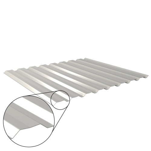 Trapezblech W-20/1100 mit Zusatzprägung | Wandprofil | Stahl 0,50 mm | 25 µm Polyester | RAL 9006 Weißaluminium #1