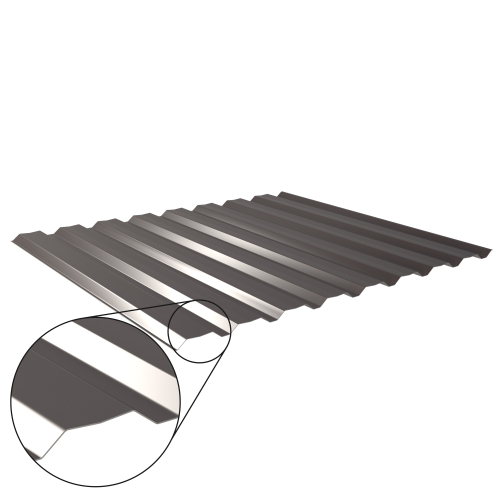 Trapezblech W-20/1100 mit Zusatzprägung | Wandprofil | Stahl 0,63 mm | 25 µm Polyester | RAL 8017 Schokoladenbraun #1