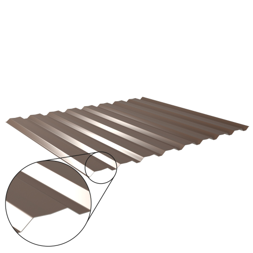 Trapezblech W-20/1100 mit Zusatzprägung | Wandprofil | Stahl 0,75 mm | 25 µm Polyester | RAL 8011 Nussbraun #1