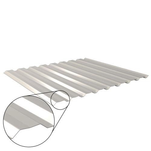 Trapezblech W-20/1100 mit Zusatzprägung | Wandprofil | Stahl 0,75 mm | 25 µm Polyester | RAL 9002 Grauweiß #1