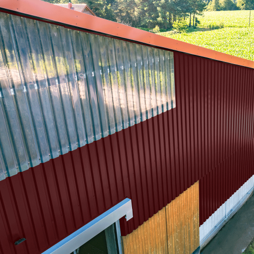 Trapezblech W-20/1100 mit Zusatzprägung | Wandprofil | Stahl 0,50 mm | 35 µm Mattpolyester | 29 Rot #3