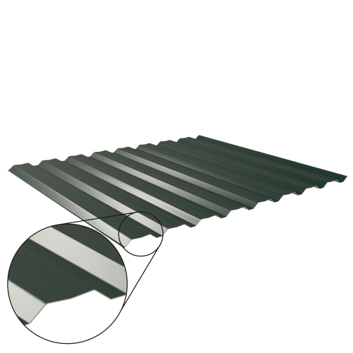 Trapezblech W-20/1100 mit Zusatzprägung | Wandprofil Stahl 0,50 mm | 60 µm Puramid | RAL 6005 Moosgrün Trapezblech W-20/1100 mit Zusatzprägung | Wandprofil | Stahl 0,50 mm | 60 µm Puramid | RAL 6005 Moosgrün #1