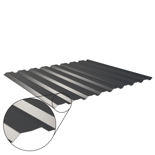Trapezblech W-20/1100 mit Zusatzprägung | Wandprofil Stahl 0,50 mm | 60 µm Puramid | RAL 7016 Anthrazitgrau Trapezblech W-20/1100 mit Zusatzprägung | Wandprofil | Stahl 0,50 mm | 60 µm Puramid | RAL 7016 Anthrazitgrau #1