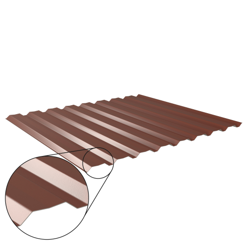 Trapezblech W-20/1100 mit Zusatzprägung | Wandprofil Stahl 0,50 mm | 60 µm Puramid | RAL 8012 Rotbraun Trapezblech W-20/1100 mit Zusatzprägung | Wandprofil | Stahl 0,50 mm | 60 µm Puramid | RAL 8012 Rotbraun #1