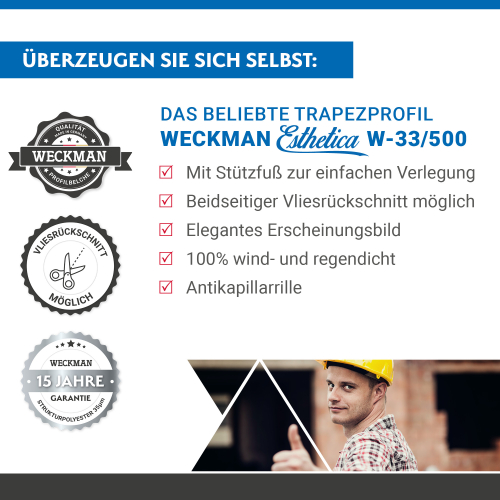 Trapezblech W-33/500 ohne Tiefsickenprägung Stahl 0,50 mm | 35 µm Strukturpolyester | Holzoptik Ahorn | Anti-Tropf 110 Trapezblech W-33/500 ohne Tiefsickenprägung | Stahl 0,50 mm | 35 µm Strukturpolyester | Holzoptik Ahorn | Anti-Tropf 110 #3