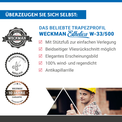 Trapezblech W-33/500 ohne Tiefsickenprägung | Stahl 0,50 mm | 25 µm Polyester | RAL 7016 Anthrazitgrau #2