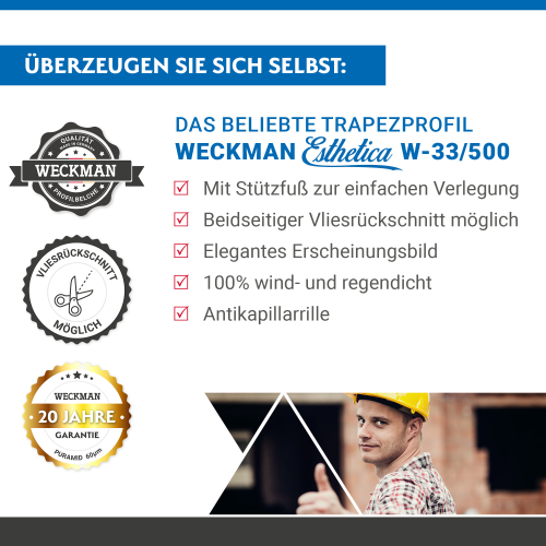 Trapezblech W-33/500 ohne Tiefsickenprägung | Stahl 0,50 mm | 60 µm Puramid | RAL 8017 Schokoladenbraun #2