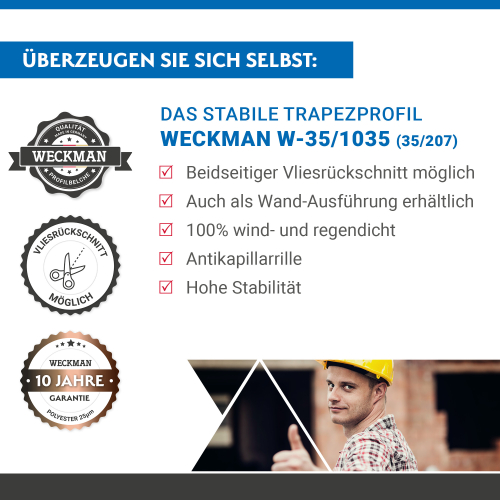 Trapezblech W-35/1035 | Dachprofil | Stahl 0,50 mm | 25 µm Polyester | RAL 7016 Anthrazitgrau #3
