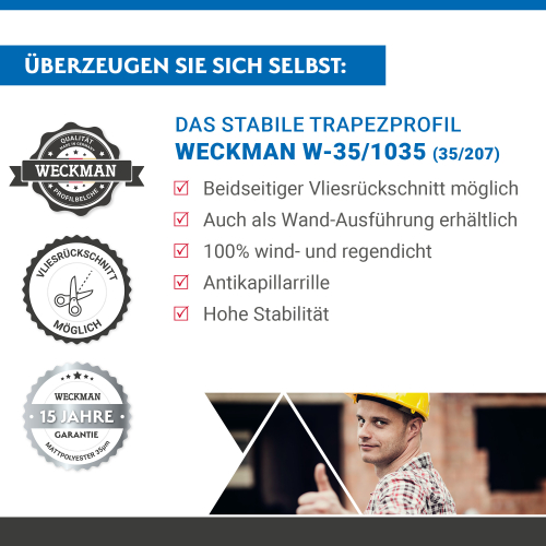 Trapezblech W-35/1035 | Dachprofil | Stahl 0,50 mm | 35 µm Mattpolyester | 33 Schwarz #3