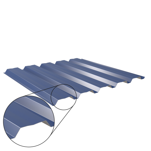 Trapezblech W-35/1035 mit Zusatzprägung | Wandprofil | Stahl 0,50 mm | 25 µm Polyester | RAL 5010 Enzianblau #1
