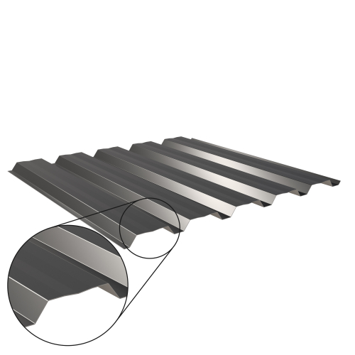 Trapezblech W-35/1035 mit Zusatzprägung | Wandprofil Stahl 0,50 mm | 25 µm Polyester | RAL 9005 Tiefschwarz Trapezblech W-35/1035 mit Zusatzprägung | Wandprofil | Stahl 0,50 mm | 25 µm Polyester | RAL 9005 Tiefschwarz #1