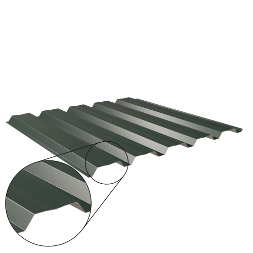 Trapezblech W-35/1035 mit Zusatzprägung | Wandprofil Stahl 0,50 mm | 60 µm Puramid | RAL 6005 Moosgrün Trapezblech W-35/1035 mit Zusatzprägung | Wandprofil | Stahl 0,50 mm | 60 µm Puramid | RAL 6005 Moosgrün #1