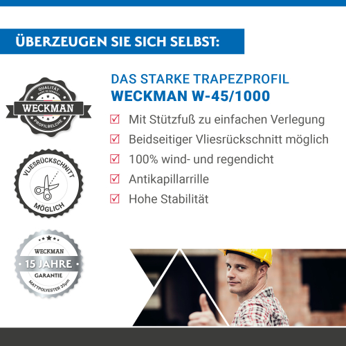 Trapezblech W-45/1000 Stahl 0,50 mm | 35 µm Mattpolyester | 23 Dunkelgrau | Anti-Tropf 200 Trapezblech W-45/1000 | Stahl 0,50 mm | 35 µm Mattpolyester | 23 Dunkelgrau | Anti-Tropf 200 #3