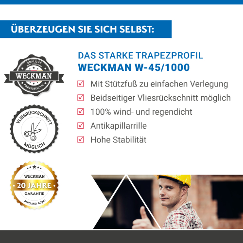 Trapezblech W-45/1000 | Stahl 0,50 mm | 60 µm Puramid | RAL 6005 Moosgrün | Anti-Tropf 70 #3